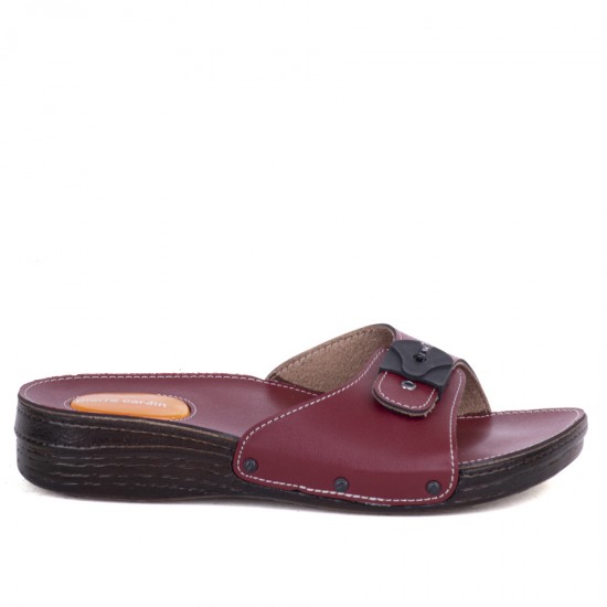 Pierre Cardin Minelli Tokalı Topuk Tikeni Kadın Terlik Bordo