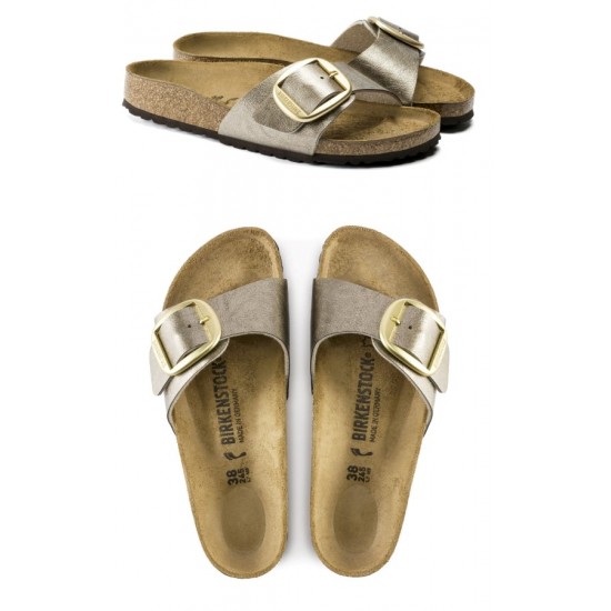 Birkenstock Madrid Tek Toka Hakiki Deri Kadın Terlik Platin