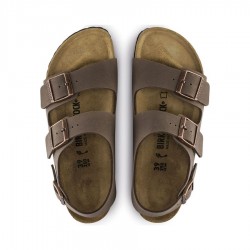Birkenstock Milano Bf Hakiki Deri İki Tokalı Terlik Sandalet Kahve