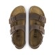 Birkenstock Milano Bf Hakiki Deri İki Tokalı Terlik Sandalet Kahve