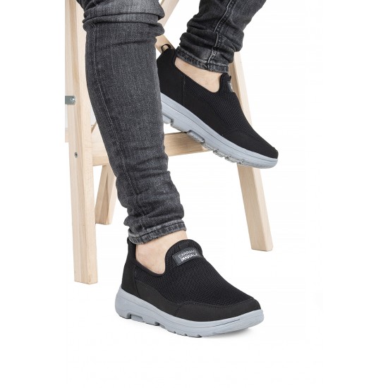 Ayakkabix CarWalk Bağsız Sneaker Erkek Spor Ayakkabı Siyah-fume