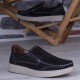 Ayakkabix Tems Hakiki Deri Yazlık Erkek Ayakkabı Siyah-beyaz