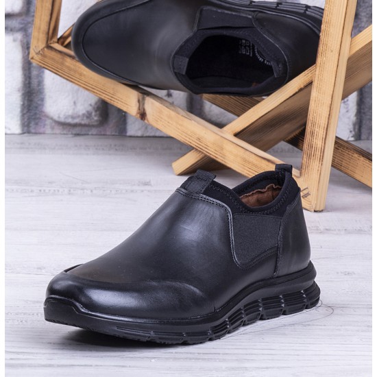Ghattix Catta Kışlık Hakiki Deri Erkek Ayakkabı Siyah Bagsiz