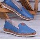 Ghattix Feraz Hakiki Deri Babet Kadın Ayakkabı Mavi