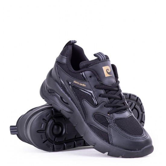 Pierre Cardin Kadın Düz Sneaker Ayakkabı Günlük Spor Ayakkab Siyah