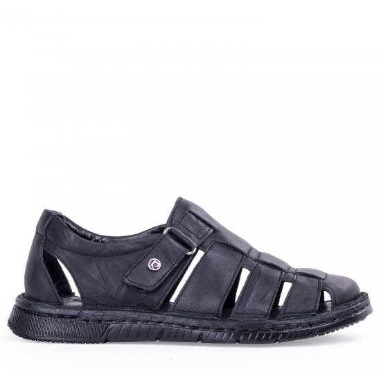 Pierre Cardin Erkek Terlik Hakiki Deri Sandalet Ayakkabı Siyah