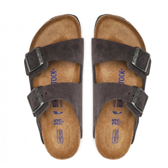 Birkenstock 951313 Tabanı ve Kemeri Hakiki Deri Terlik Velvet Grey