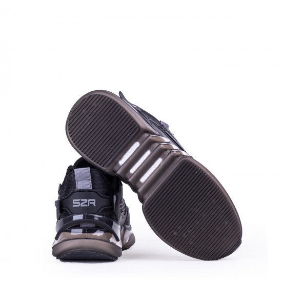 Slazenger Erkek Spor Ayakkabı Air Taban Balon Taban Yürüyüş Siyah Siyah