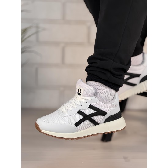 Benetton Unısex Sneaker Ayakkabı Beyaz Siyah Benetton Unısex Sneaker Ayakkabı Beyaz Siyah