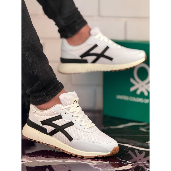 Benetton Erkek Sneaker Ayakkabı 988 Beyaz Siyah Benetton Erkek Sneaker Ayakkabı 988 Beyaz Siyah