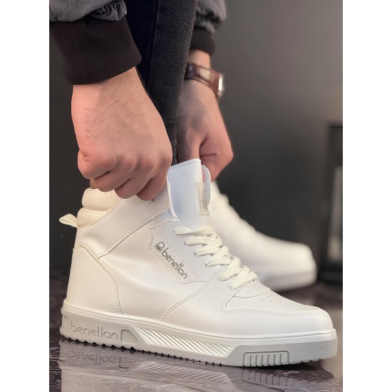 Benetton Erkek Boğazlı Sneaker Ayakkabı Beyaz Benetton Erkek Boğazlı Sneaker Ayakkabı Beyaz