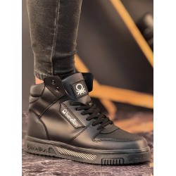 Benetton Erkek Boğazlı Sneaker Ayakkabı Siyah Siyah