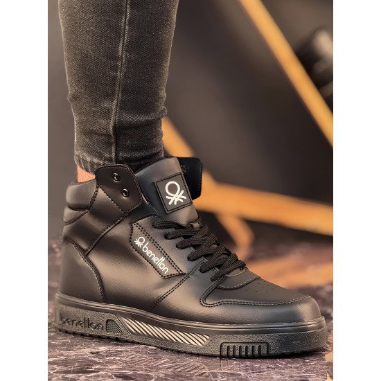 Benetton Erkek Boğazlı Sneaker Ayakkabı Siyah Siyah Benetton Erkek Boğazlı Sneaker Ayakkabı Siyah Siyah