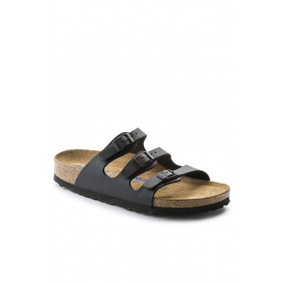 Birkenstock Florida Bf Hakiki Deri Üç Tokalı Terlik Siyah