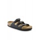 Birkenstock Florida Bf Hakiki Deri Üç Tokalı Terlik Siyah