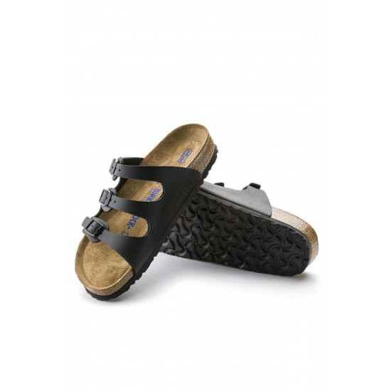 Birkenstock Florida Bf Hakiki Deri Üç Tokalı Terlik Siyah