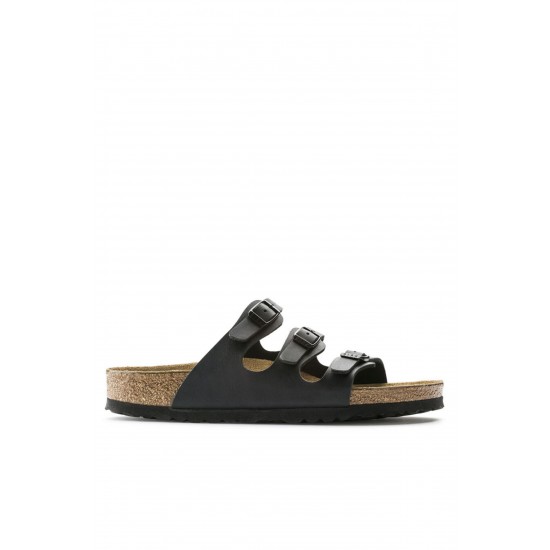 Birkenstock Florida Bf Hakiki Deri Üç Tokalı Terlik Siyah