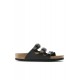 Birkenstock Florida Bf Hakiki Deri Üç Tokalı Terlik Siyah