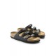 Birkenstock Florida Bf Hakiki Deri Üç Tokalı Terlik Siyah