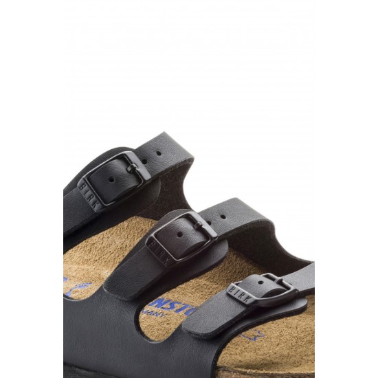 Birkenstock Florida Bf Hakiki Deri Üç Tokalı Terlik Siyah
