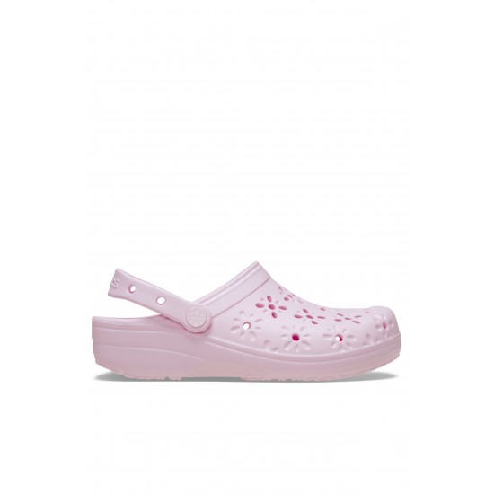 Crocs Classic Floral Cut Out Clog Kadın Terlik Pembe