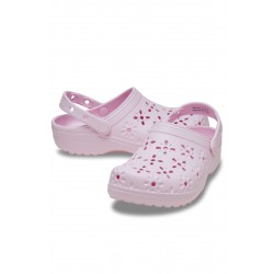 Crocs Classic Floral Cut Out Clog Kadın Terlik Pembe