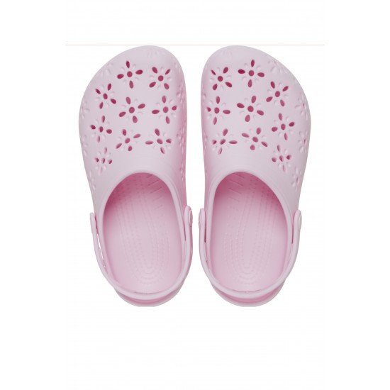 Crocs Classic Floral Cut Out Clog Kadın Terlik Pembe