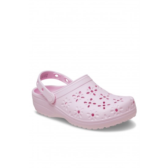Crocs Classic Floral Cut Out Clog Kadın Terlik Pembe