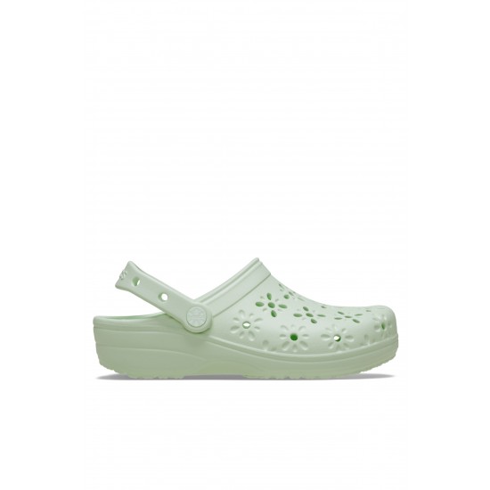 Crocs Classic Floral Cut Out Clog Kadın Terlik Yeşil