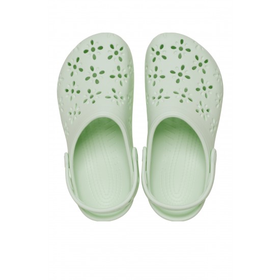 Crocs Classic Floral Cut Out Clog Kadın Terlik Yeşil