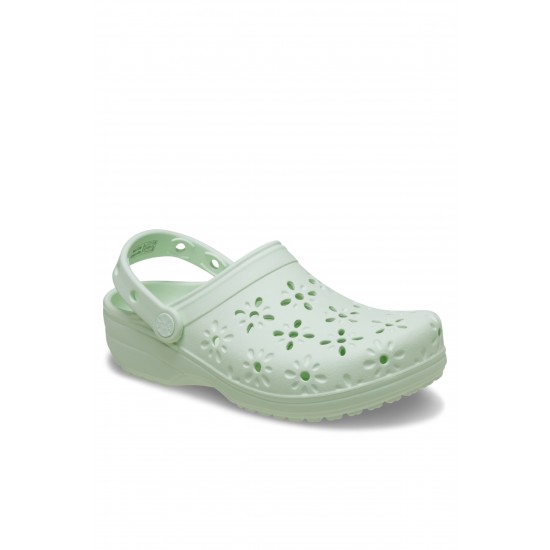 Crocs Classic Floral Cut Out Clog Kadın Terlik Yeşil