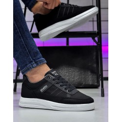 Ghattix Erkek Keten Sneaker Ayakkabı Siyah Siyah