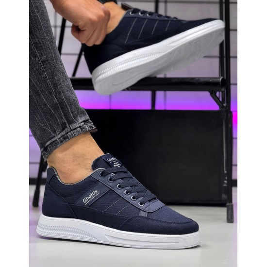 Ghattix Erkek Keten Sneaker Ayakkabı Lacivert Lacivert Ghattix Erkek Keten Sneaker Ayakkabı Lacivert Lacivert