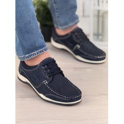 Ghattix Hakiki Deri Erkek Ayakkabı Lacİvert Bağli