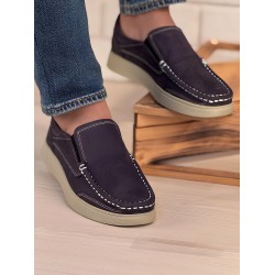 Ghattix Hakiki Deri Erkek Ayakkabı Mavi Beyaz