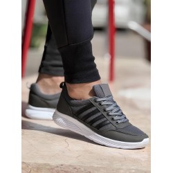 Ghattix 4 Çizgili Erkek Sneaker Ayakkabı Füme