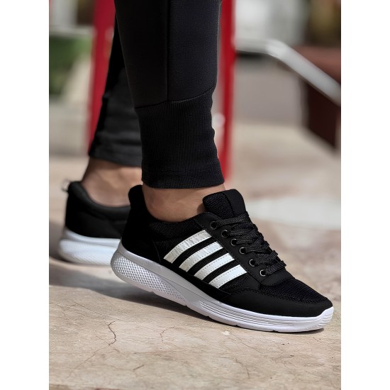 Ghattix 4 Çizgili Erkek Sneaker Ayakkabı Siyah Beyaz Ghattix 4 Çizgili Erkek Sneaker Ayakkabı Siyah Beyaz