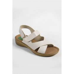 Ghattix Kadın Cırtlı Sandalet 26238 Krem