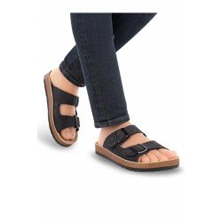 Ghattix Erkek Çift Tokalı Terlik Siyah