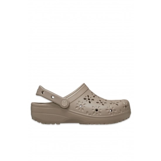 Crocs Classic Floral Cut Out Clog Kadın Terlik Kahverengi Crocs Classic Floral Cut Out Clog Kadın Terlik Kahverengi