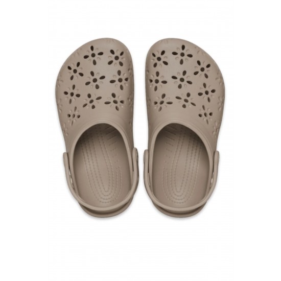 Crocs Classic Floral Cut Out Clog Kadın Terlik Kahverengi Crocs Classic Floral Cut Out Clog Kadın Terlik Kahverengi
