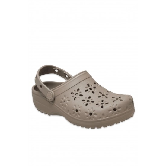 Crocs Classic Floral Cut Out Clog Kadın Terlik Kahverengi Crocs Classic Floral Cut Out Clog Kadın Terlik Kahverengi