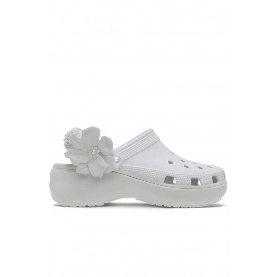 Crocs Classic Platform Clog Bouquet Clog Kadın Terlik Gri