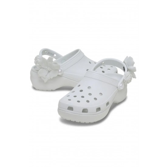 Crocs Classic Platform Clog Bouquet Clog Kadın Terlik Gri