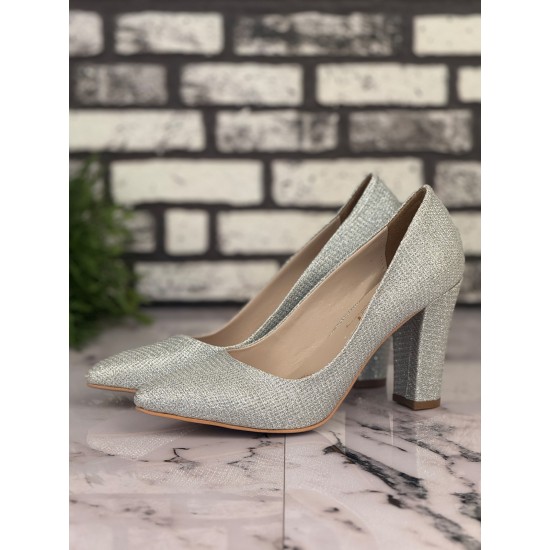 Ghattix B06 Stiletto Topuklu Zarif Şık Kadın Ayakkabı Gri
