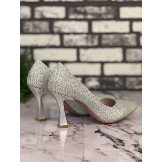 Ghattix B07 Stiletto Topuklu Zarif Şık Kadın Ayakkabı Gri