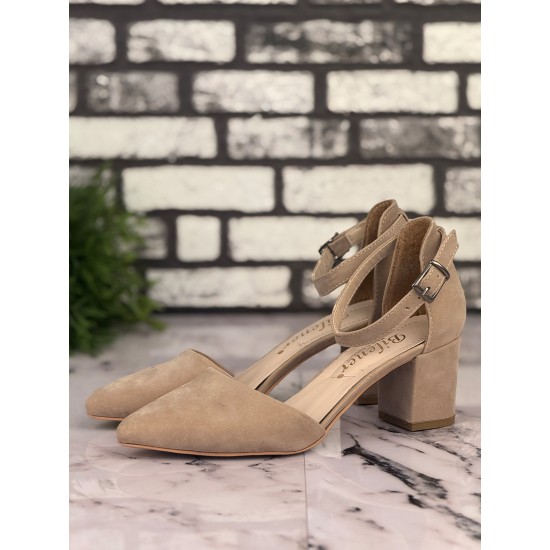Ghattix B10 Stiletto Topuklu Zarif Şık Kadın Ayakkabı Bej