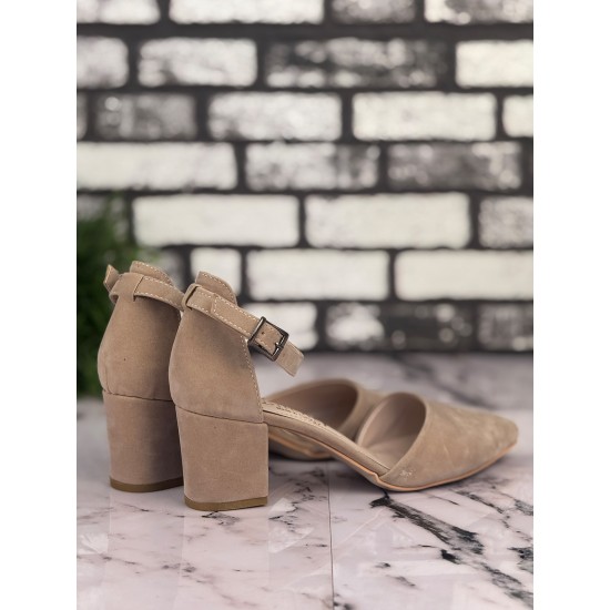 Ghattix B10 Stiletto Topuklu Zarif Şık Kadın Ayakkabı Bej