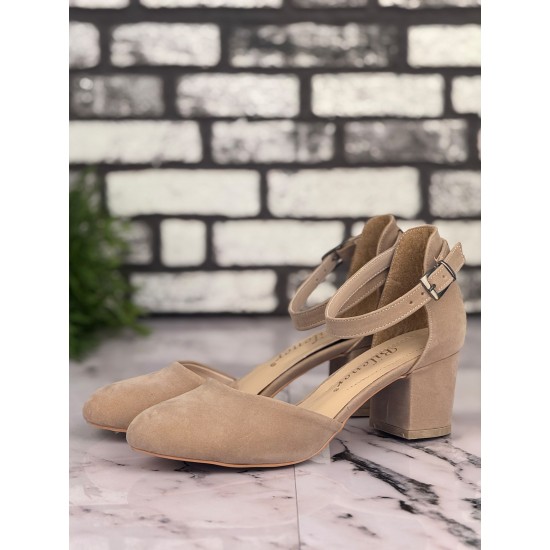 Ghattix B16 Stiletto Topuklu Zarif Şık Kadın Ayakkabı Bej