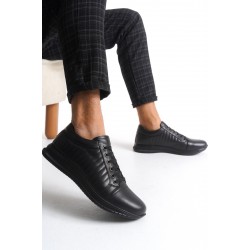 Ghattix 2025 Erkek Hakiki Deri Ayakkabı Siyah